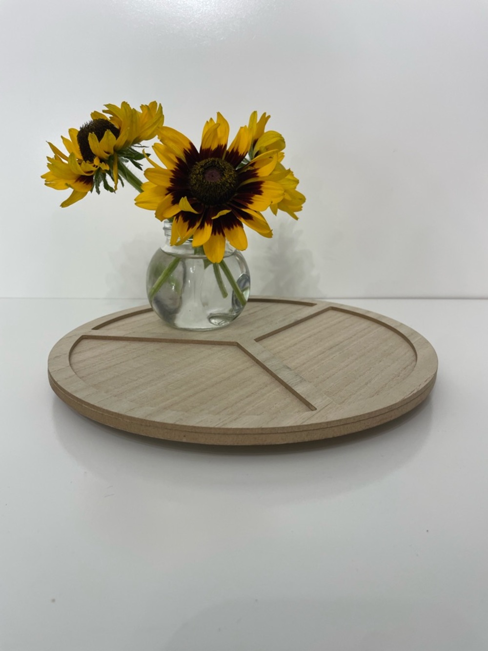 Lazy Susan Table Topper Natural Wood Fiber 3-Section Organization Decor 3pk